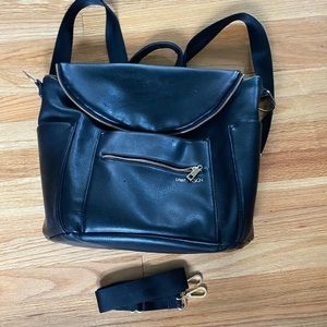 Black leather Fawn design diaper bag